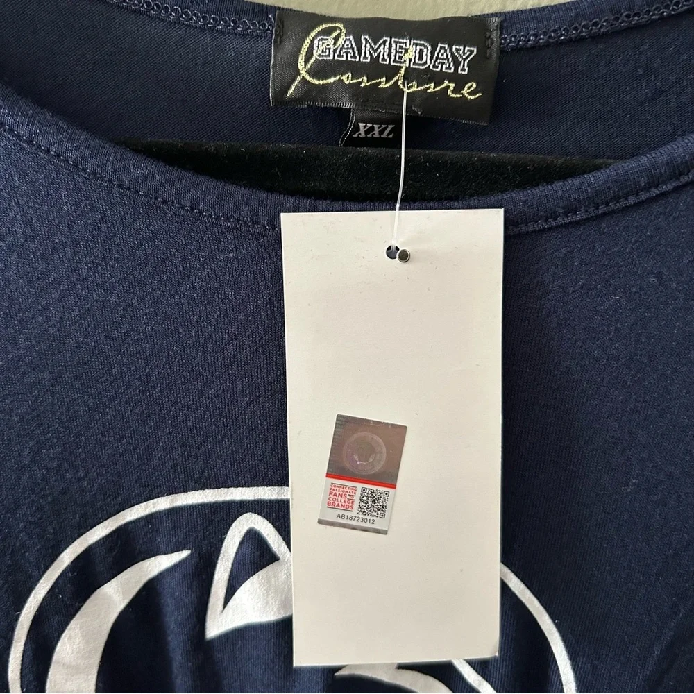 Gameday Couture PENN STATE Nittany Lions Cold Shoulder Top Tie Knot Navy Sz XXL - Picture 6 of 8